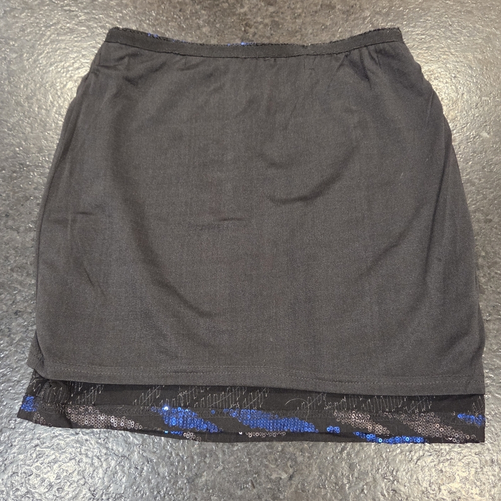 Blue and Black Sequin Mini‎ Pencil Skirt Holiday Party Lined Statement Women S - Picture 3 of 3